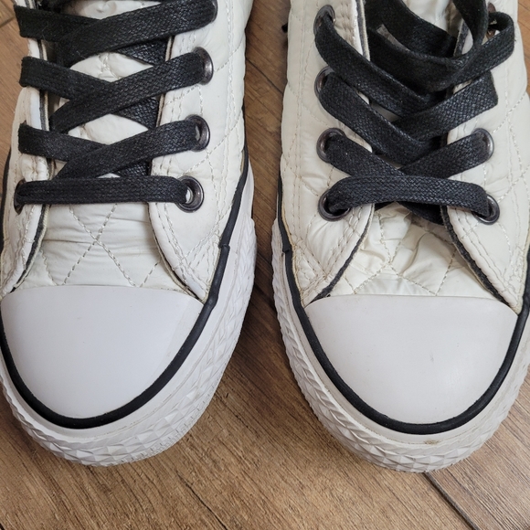 Converse Chuck Taylor Ox diamond Quilted Nylon White Black lined sneakers W 6 - Picture 14 of 16